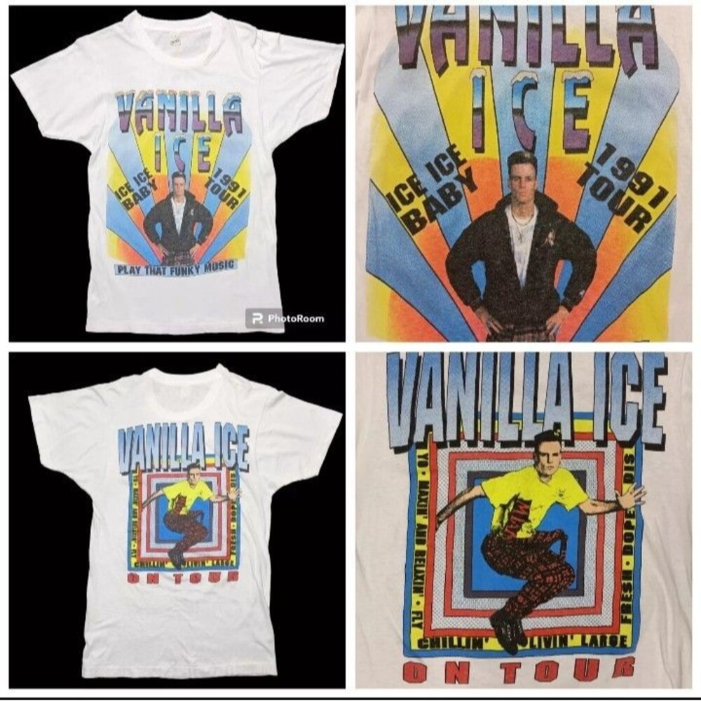 Vintage '91 Vanilla Ice Ice Baby Tour Two Side T-Shirt Mens Large Screen Stars